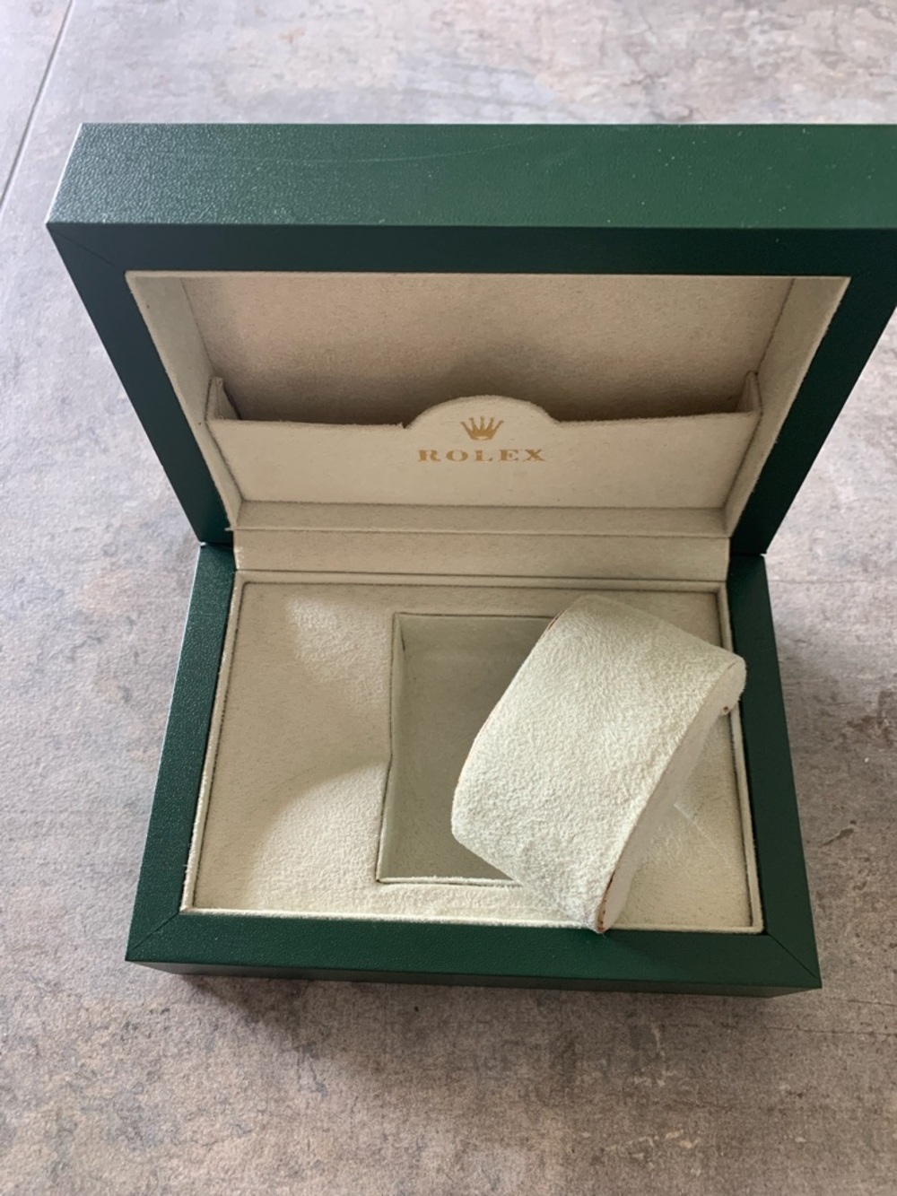 Vintage LARGE Rolex Green Watch Box with Cream Interior — gently used (see pics)